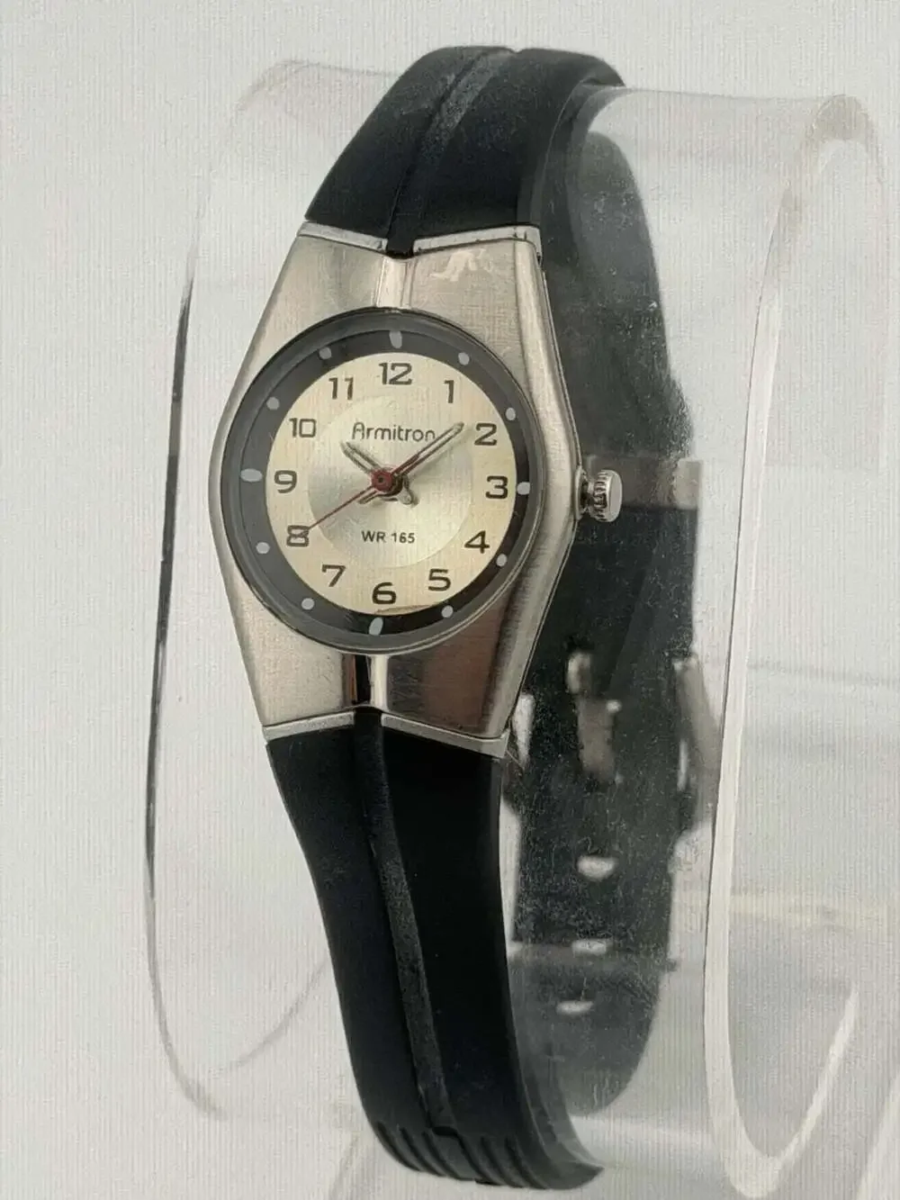 BOGO!-Armitron 25/6355 Quartz Analog Watch with Black Rubber Strap NEW BATTERY
